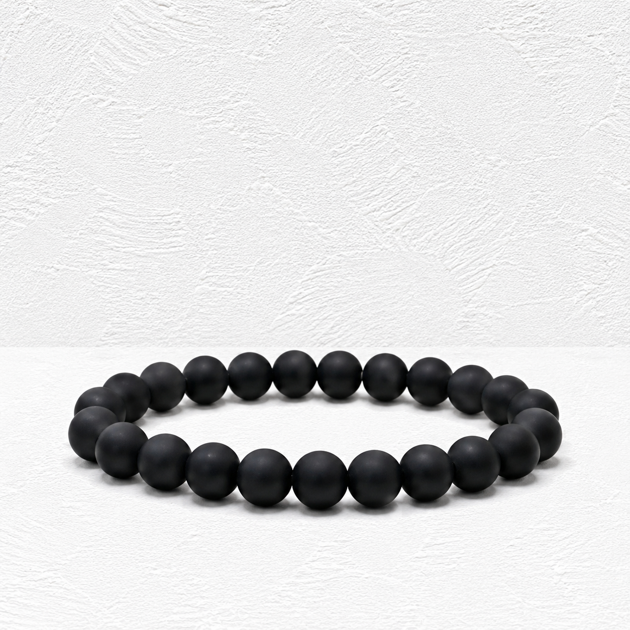Natural Stone Bead Bracelet Set | Black, White & Matte Beaded Stretch Bracelets | 3-Piece Stackable Jewelry