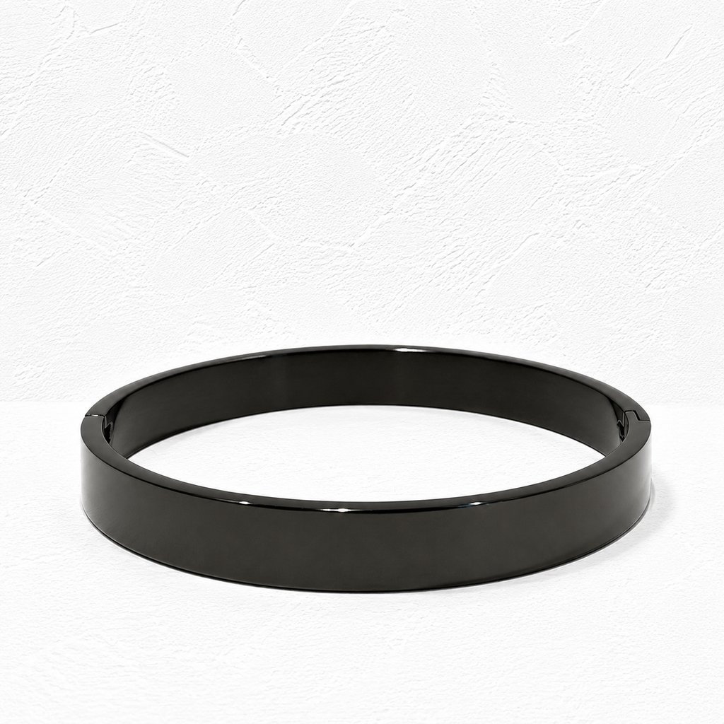 Urban Edge Stainless Steel Cuff Bracelet – Minimalist Black & Silver Bangle | Premium Metal Wrist Bracelet