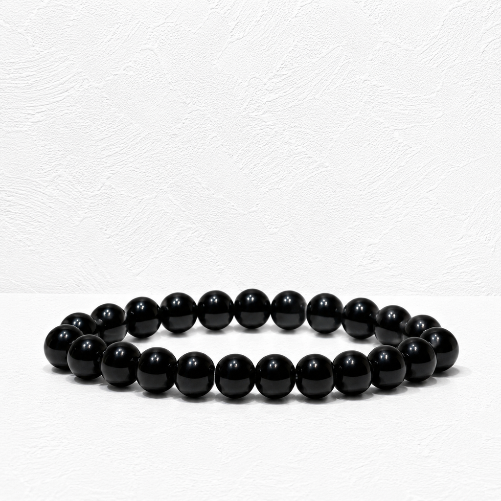 Natural Stone Bead Bracelet Set | Black, White & Matte Beaded Stretch Bracelets | 3-Piece Stackable Jewelry