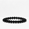 Black Glossy Bead Bracelet  | Natural Onyx Stone Stretch Bracelet | Premium Beaded Jewelry