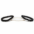 Natural Stone Bead Bracelet Set | Black, White & Matte Beaded Stretch Bracelets | 3-Piece Stackable Jewelry