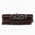 Urban Edge Bike Bracelet Set | Men's Leather Motorcycle Charm Bracelets