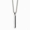 Silver Bar Pendant Necklace | Stainless Steel Vertical Bar Necklace | Minimalist Chain Jewelry