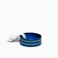 Blue Stainless Steel Ring with Silver Stripe Design