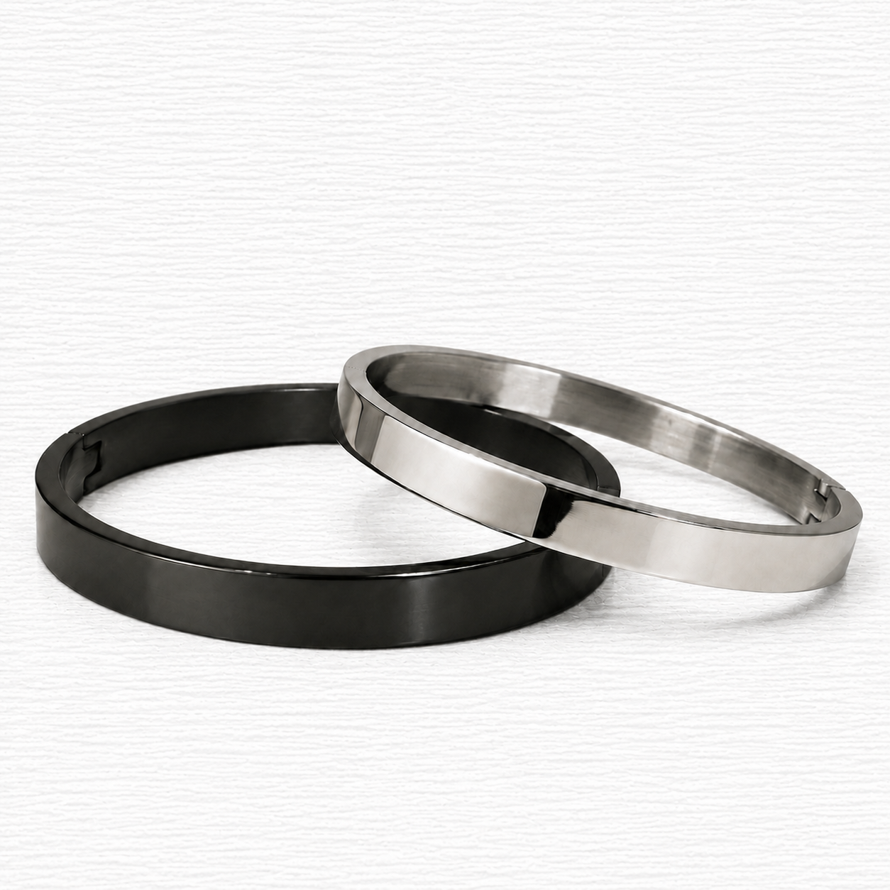 Urban Edge Stainless Steel Cuff Bracelet – Minimalist Black & Silver Bangle | Premium Metal Wrist Bracelet