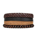 Urban Rebel 5-Piece Braided Bracelet Set for Men – Brown or Black Beaded Stack