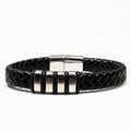 Black Braided Leather Bracelet | Stainless Steel Magnetic Clasp | Premium Wristband