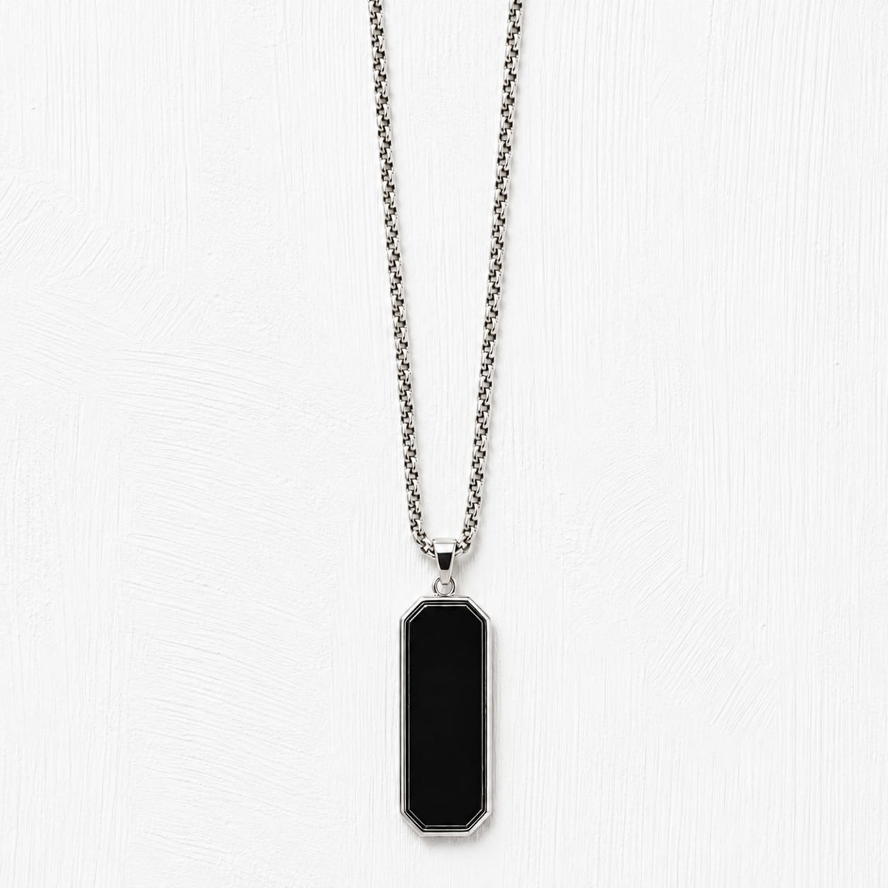 Black Rectangle Pendant Necklace