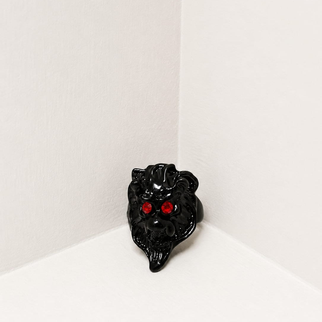 Black Lion Head Ring – Gothic Punk Statement Ring