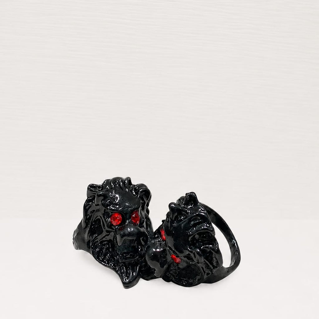 Black Lion Head Ring – Gothic Punk Statement Ring