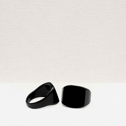 Black Signet Ring – Minimalist Stainless Steel Statement Ring