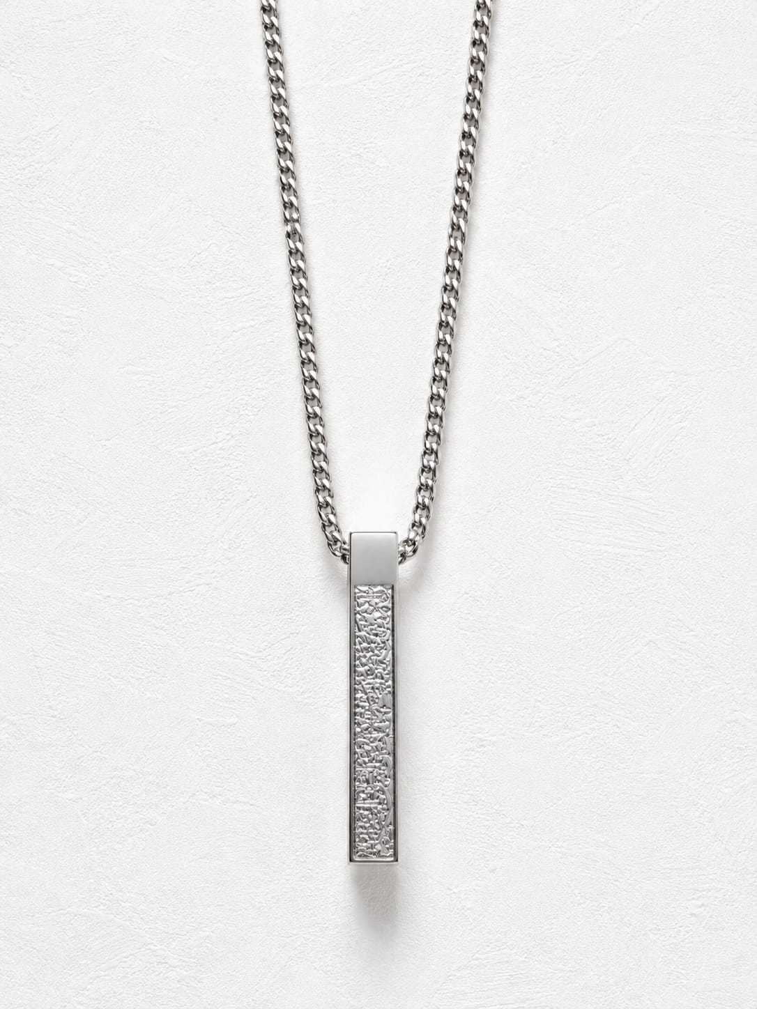 Silver Bar Chain Pendant Necklace | Minimalist Stainless Steel Jewelry