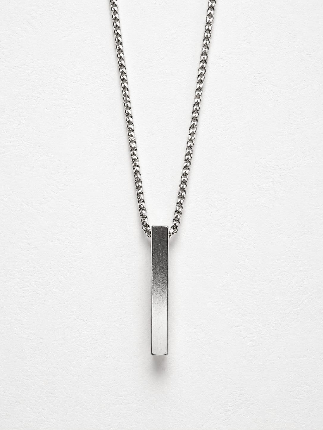 Silver Bar Chain Pendant Necklace | Minimalist Stainless Steel Jewelry