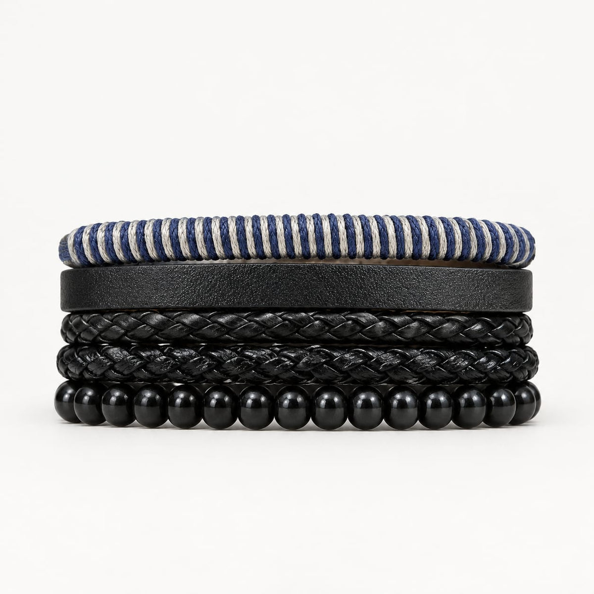 Urban Edge multi-layer leather bracelet for men by RRLUXECO, featuring stylish, layered leather bands and metal accents.