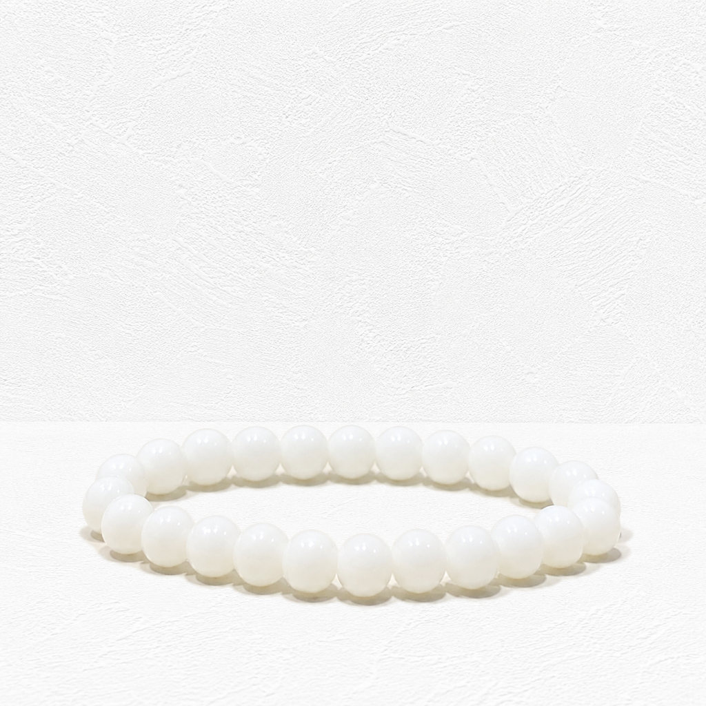 Natural Stone Bead Bracelet Set | Black, White & Matte Beaded Stretch Bracelets | 3-Piece Stackable Jewelry