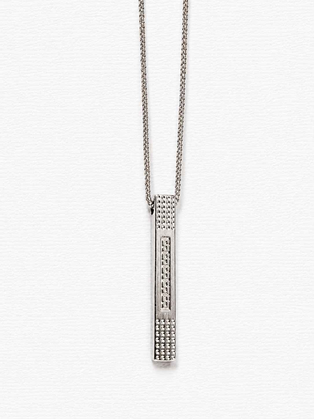 Silver Bar Chain Pendant Necklace | Minimalist Stainless Steel Jewelry