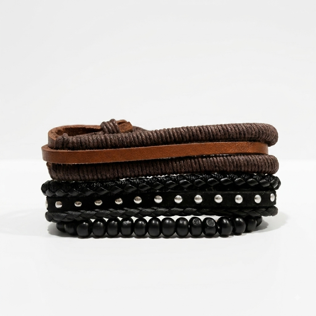 Urban Edge Multi-Layer Leather Bracelet - Stylish Accessory for Men
