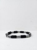 The Minimalist Black & Silver Cylinder Bead Bracelet