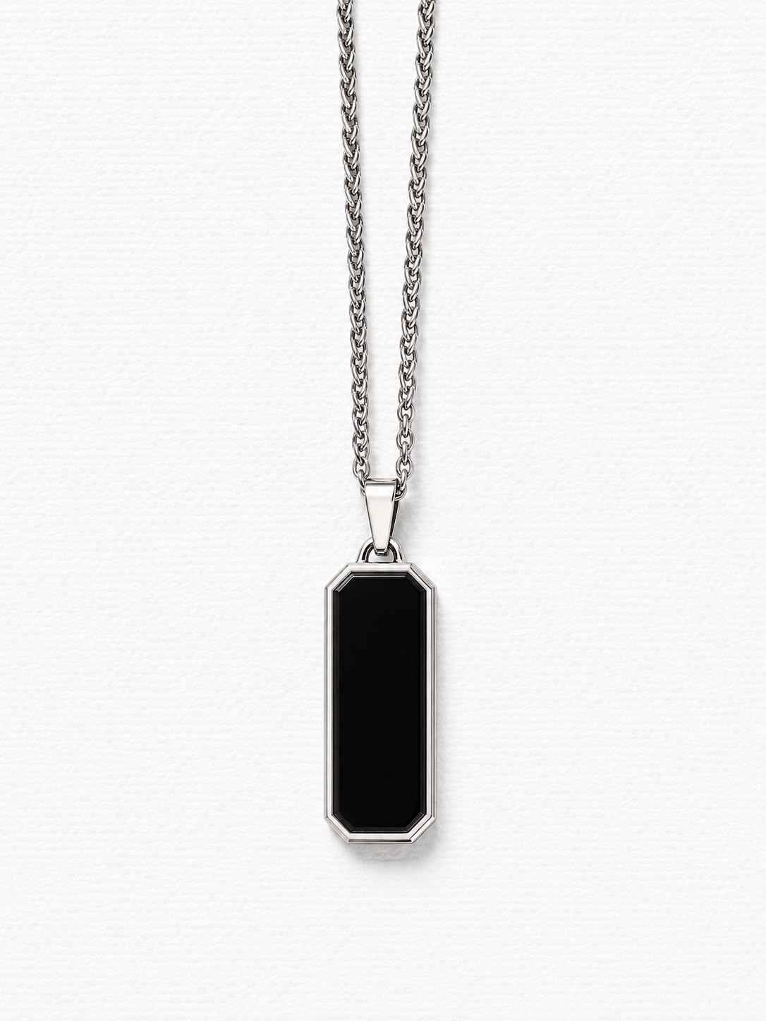 Black Rectangle Chain Pendant Necklace - Modern Style for Everyday Wear