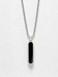 Black Rectangle Chain Pendant Necklace - Modern Style for Everyday Wear