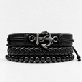 Set of brown anchor leather bracelets for men by RRLUXECO, featuring stylish, rugged leather bands with metal anchor accents.
